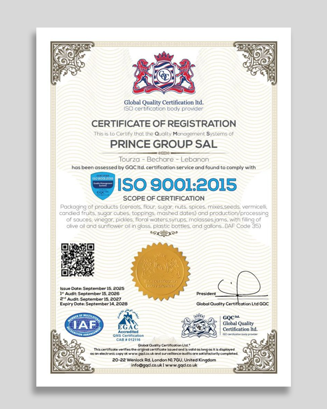 Al Jouda ISO Certificate